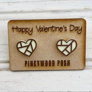Pastel Yellow Heart Stud Earrings